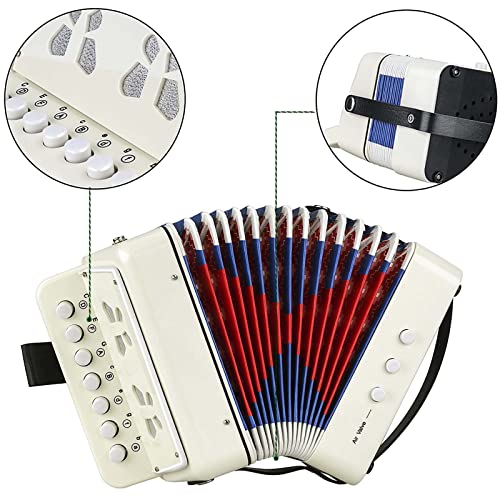 10 Tasten Akkordeon für Anfänger Erwachsene und Kinder, Mini Knopf Akkordeon Instrument, Accordion, Zieharmonika