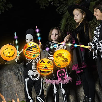 Laternenstab mit LED, LED Laternenstab Elektrisch für St Martin Halloween 4er Kinderlampenstäbe 50CM Laternen Stab für St. Martins-Paraden,Kinderpartys, Kindergarten, Kostümpartys, Halloween, Mehr