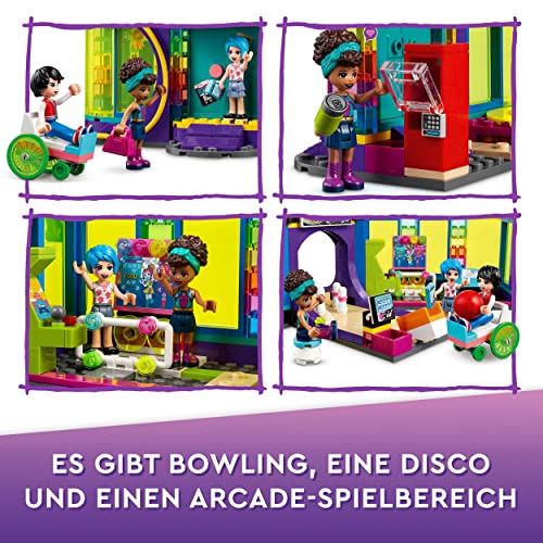 LEGO 41708 Friends Rollschuhdisco Spielzeug mit Arcade und Bowling mit Mini-Puppen, u.A. Andrea, als Geschenk für Kinder ab 7 Jahren