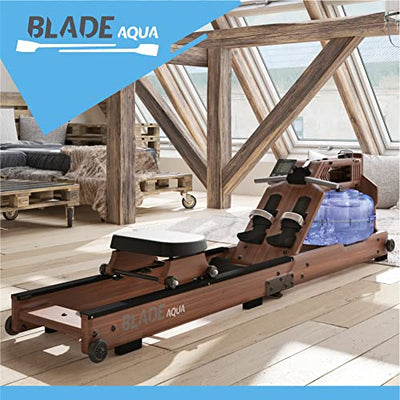 Bluefin Fitness Blade Aqua W-1 Wasserrudergerät aus Holz | 100% nachhaltiges amerikanisches Eschenholz Klappbare Heimfitnessgeräte | LCD-Konsole + Herzfrequenzmonitor | Kinomap App-Integration