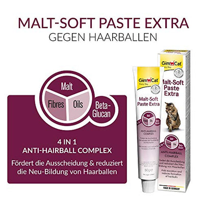 GimCat Malt-Soft Paste Extra - Anti-Hairball Katzensnack fördert Ausscheidung von Haarballen - 1 Tube (1 x 200 g)