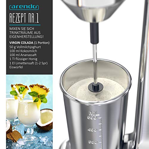 Arendo - Drink Mixer - Eiweiß Shaker - Getränkemixer - elektrischer Standmixer - 500 ml Becher - 22.000 U min - 2 Geschwindigkeitsstufen - Fitness Protein Drinks Smoothies Milchshakes Cocktails