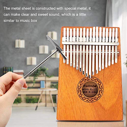 GUNAI 17 Schlüssel Kalimba Daumenklavier, Mahagoni Marimba Instrument mit Tuninghammer und 7 Zubehör für Musikliebhaber Anfänger