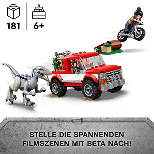 LEGO 76946 Jurassic World Blue & Beta in der Velociraptor-Falle, Spielzeugauto mit Dinosaurier Figuren, Geschenk zu Weihnachten für Kinder ab 6 Jahren