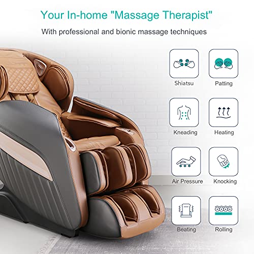 Massagesessel Zero-Gravity Liegesessel für Ganzkörpermassage, elektrischer Massagestuhl mit Wärmefunktion, bionischen Massagetechniken, USB, Bluetooth, Relaxsessel Für Zuhause und Büro