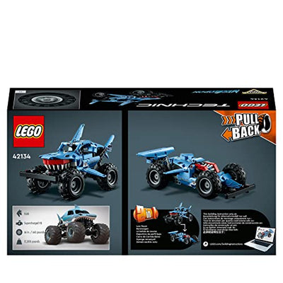 LEGO 42134 Technic Monster Jam Megalodon, Spielzeugauto für Jungen und Mädchen ab 7 Jahren, Hai-Monster Truck zum Zurückziehen, Kinderspielzeug