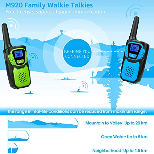 Topsung Walkie Talkie 3er Set，Woki Toki with Batteries and USB Charger, Clear Sound and Long Range for Camping Hiking Skiing and Outdoor Activity