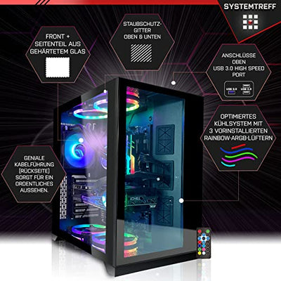 SYSTEMTREFF® Basic Gaming PC Intel Core i5 10400F 6x4.3GHz | Nvidia RTX 3050 8GB DX12 | 256GB M.2 NVMe | 16GB DDR4 RAM | Windows 11 | WLAN Desktop Computer Rechner für Gamer, Zocker & Streamer