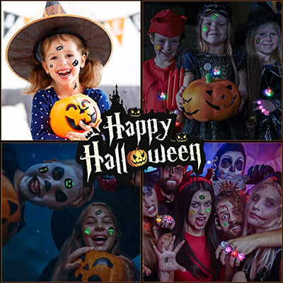 Twister.CK Halloween Kids LED Leuchtringe, 54 Stück LED Glow Party Leuchtspielzeug - Blinkende Ringkette Temporäre Tattoos für Halloween Party Supply Bags Filler