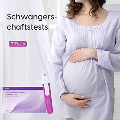 Femometer Schwangerschaftstest Frühtest 3er Pack mit HCG Teststreifen 12.5miu/ml, über 99% Genauigkeit, 2 Groß Wasserdicht Ergebnisfenster