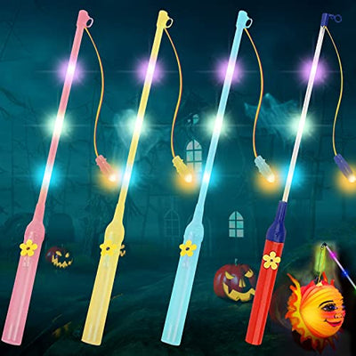 Laternenstab mit LED, LED Laternenstab Elektrisch für St Martin Halloween 4er Kinderlampenstäbe 50CM Laternen Stab für St. Martins-Paraden,Kinderpartys, Kindergarten, Kostümpartys, Halloween, Mehr