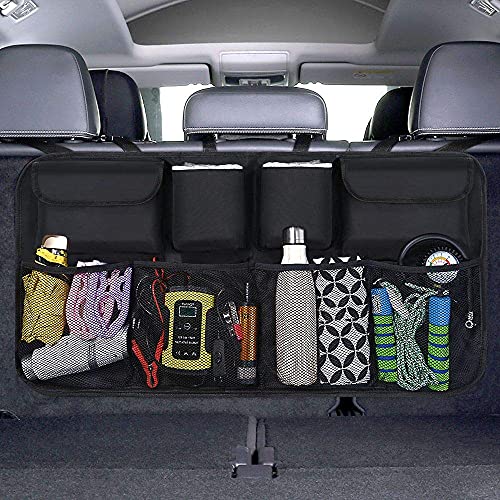 URAQT Kofferraum Organizer Auto, Auto Aufbewahrungstasche, Kofferraumtasche Auto, Wasserdichten Taschen Auto mit Starkes elastisches, Zauberstabstruktur für SUV, Schwarz