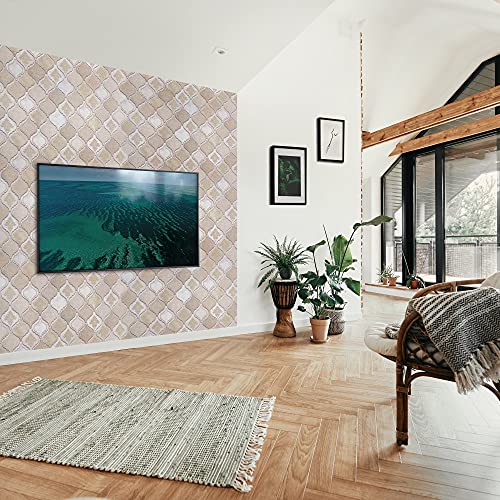 Orientalische Arabische Fliesen Design PVC Wandverkleidung Paneele mit Glitzer – Set mit 10 Paneelen – 4,64 qm | 49,94 qm – Kunststoff 3D Wandverkleidung Platten in Creme Gold