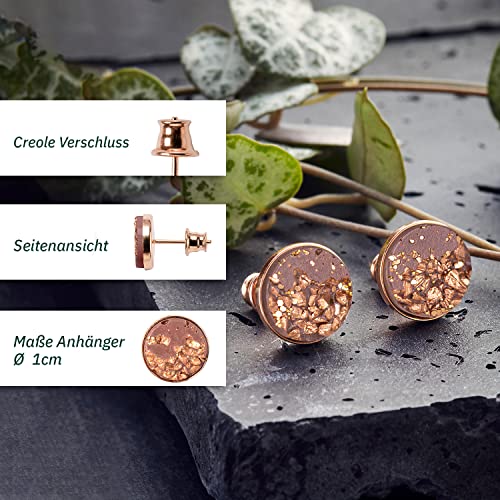 Concrete Jungle | Ohrstecker TARA Berry Rosé Damen | 925 Silber Rosegold | Ohhrringe rund | Silber-Schmuck Beton | Geschenk Freundin, Mama, Tochter, Frau Geburtstag | Echtschmuck