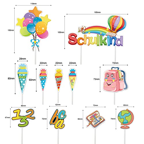 Schulanfang Tortendeko, 11St Schulkind ABC 123 Cupcake Topper Dekorationen Kuchendeko Schulanfang für Schulkind Einschulung Junge Mädchen Geschenk und Tortendeko Schulanfang Party Deko