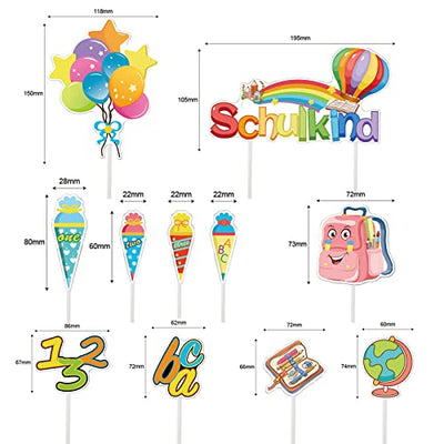 Schulanfang Tortendeko, 11St Schulkind ABC 123 Cupcake Topper Dekorationen Kuchendeko Schulanfang für Schulkind Einschulung Junge Mädchen Geschenk und Tortendeko Schulanfang Party Deko