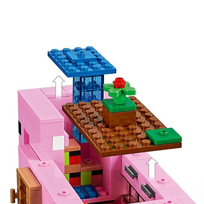 LEGO 21170 Minecraft Das Schweinehaus Bauset mit Figuren: Alex, Creeper und 2 Schweinefiguren, Tier-Spielzeug, Konstruktionsspielzeug, Geschenkidee für Jungen und Mädchen ab 8 Jahren