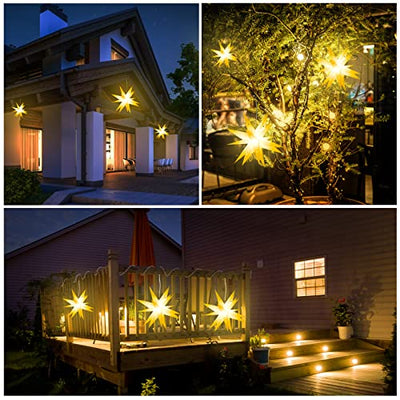 Weihnachtsstern 3D Leuchtstern, OUILA Φ45cm LED Beleuchtet Weihnachtsstern Batteriebetrieben mit Timer für Weihnachtsdeko Außen Innen Dekorative Leuchten Weihnachtsgeschenk Christbaumschmuck 3000K