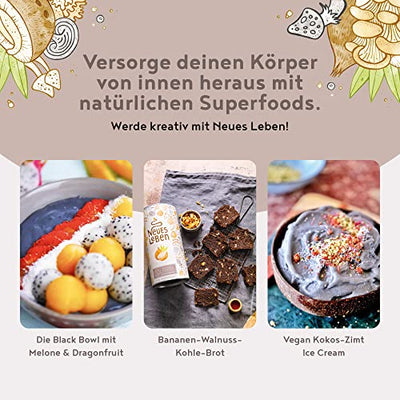 Neues Leben - Schwarzes Detox-Elixier - Formel mit Aktivkohle, Matcha, Aloe Vera, Chaga, Shiitake, Reishi - 600 Gramm Pulver