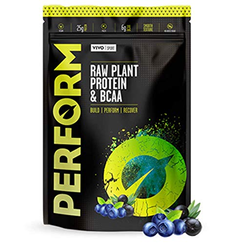 Vivo Life PERFORM - pflanzliches Proteinpulver mit BCAA, Vegan und glutenfrei, 100% naturbelassen, enthält Superfoods, mit Salz aus Punjab Pakistan Acai und Blaubeere 532g