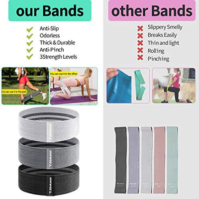 Haquno Resistance Bands, 3pcs Fitnessbänder Hip Widerstandsbänder Set mit starker Dehnbarkeit, 3 Zugkraftstärken rutschfeste Trainingsband, für Hüfte Beine Pilates Yoga Krafttraining