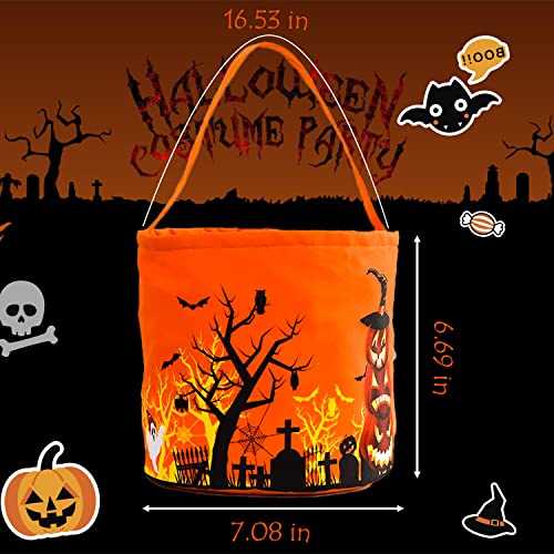 Halloween Tragetaschen mit LED, Trick or Treat Tasche Kinder Storage Bag, Wiederverwendbare Partytüten, für Jungen und Mädchen Halloween Party Decor