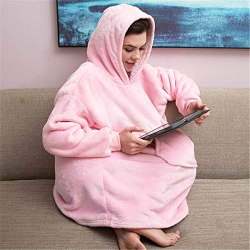 C hello cloud Oversized Hoodie Decke, Wearable Blanket Sweatshirt, Ultra Soft Sherpa Fleece Bequemer Kuschel Hoodie, Gaint Fluffy Jumper Reversible, Einheitsgröße für alle Frauen Männer (Rosa)