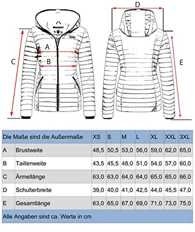 Navahoo Damen Übergangsjacke Colorblocking leichte Steppjacke mit Kapuze Multikulti Multicolour Dark 2 Gr. XS