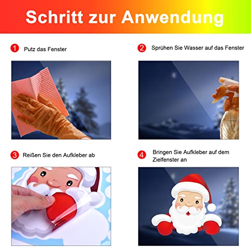 318 Fensterbilder Selbstklebend für Weihnachtsdeko, Schneeflocken Weihnachtsdeko Fenster,Süße Elche Fensteraufkleber PVC für Fenster,Wiederverwendbar Weihnachten Deko