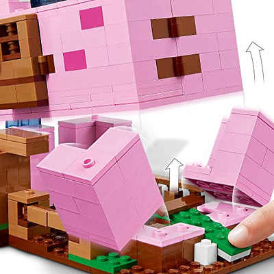 LEGO 21170 Minecraft Das Schweinehaus Bauset mit Figuren: Alex, Creeper und 2 Schweinefiguren, Tier-Spielzeug, Konstruktionsspielzeug, Geschenkidee für Jungen und Mädchen ab 8 Jahren