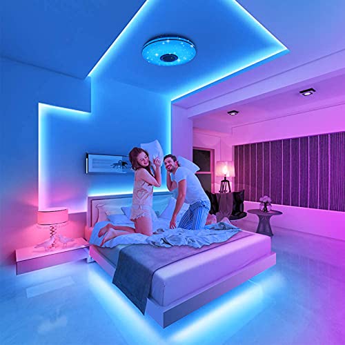 36W LED Deckenleuchte Dimmbar mit Bluetooth Lautsprecher,LED Deckenlampe mit Fernbedienung oder APP-Steuerung,RGBW Farbwechsel,Einstellbar für Schlafzimmer Küche Kinderzimmer Wohnzimmer