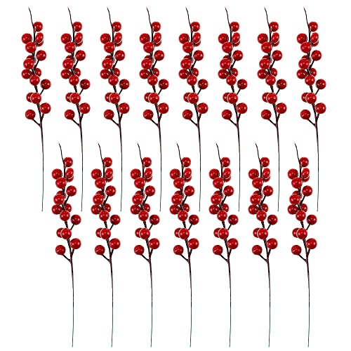 Weihnachtsdeko 15 Stück Künstliche Rote Beeren Groß Beerenzweig 26 cm Lang Christbaumschmuck Weihnachten Picks Künstliche Holly Beeren für Weihnachtsbaum Dekor Blumenkranz DIY Handwerk (Weinrot)