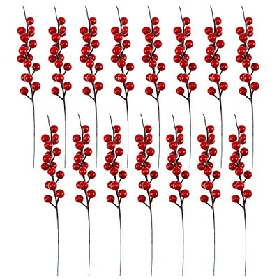 Weihnachtsdeko 15 Stück Künstliche Rote Beeren Groß Beerenzweig 26 cm Lang Christbaumschmuck Weihnachten Picks Künstliche Holly Beeren für Weihnachtsbaum Dekor Blumenkranz DIY Handwerk (Weinrot)