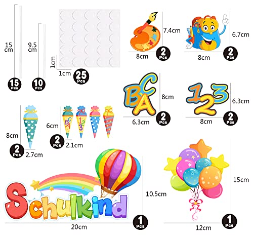 Schulanfang Tortendeko, Tortendeko Einschulung - Cupcake Topper Dekorationen Kuchendeko Schulanfang, für Schulkind Junge Mädchen Geschenk und Tortendeko Schulanfang Party Deko