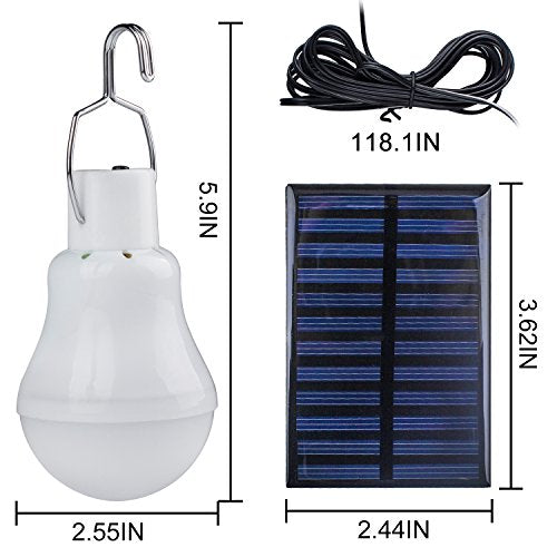 2 Stück Solar Glühbirne,TechKen Solarlampe LED Licht Tragbare Birne Solarlampen Lämpchen 3 W,3 m Ladekabel Solar Panel Beleuchtung für Camping,Wandern,Angeln,Gartenhaus MEHRWEG (2 Stk Solar Glühbirne)