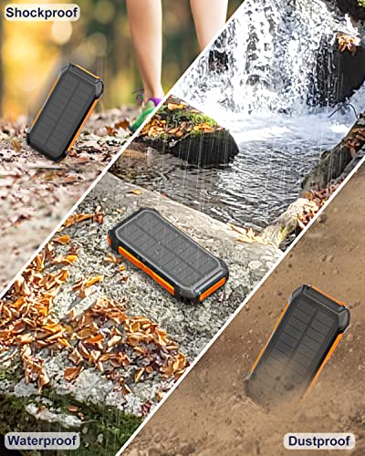 26800mAh Solar Ladegerät Power Bank - BRENCIL QC 3A USB/USB C Ausgänge Tragbares Solar Handy Ladegerät für Camping Externe Batterie Backup für Handys Tablets