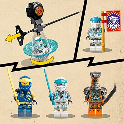 LEGO 71764 NINJAGO Ninja-Trainingszentrum mit Spinner-Spielzeug, Minifiguren Zane, Jay und Schlange, Meister des Spinjitzu