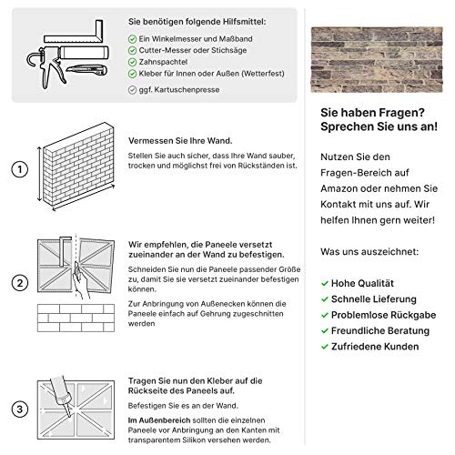 AS Country Stone | Wandverkleidung Steinoptik, 3D Wandpaneele Steinoptik, Styropor-Paneele Natursteinoptik für Innenbereich, Außenbereich, Geschäftsräume (ST 315)