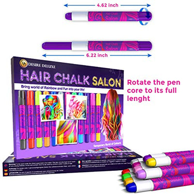 Desire Deluxe Hair Chalk Geschenke für mädchen, Haarkreide zum Haare Färben Spielzeug für Weihnachten, 10 auswaschbare Haarfärbe-Stifte, für Fasching, für Kinder im Alter von 3 4 5 6 7 8 9 11 Jahren