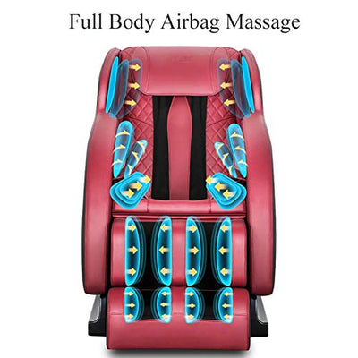 Lzour SL-Track-Massagestuhl, 4D-Ganzkörper-Zero-Gravity-Shiatsu-Recliner-Massagestühle mit Raumkapselauto-Erkennung 12 Massagemodi-Walze,Rot