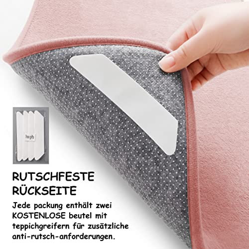 CHAKME 2 Teilig Ultra Dick Badematte Memoryschaum rutschfest, Luxus Badezimmerteppich Badematten Badvorleger Set 2 Teilig, Duschvorleger Badteppich Set, Badezimmergarnitur 40×60 cm + 50×80 cm, Rosa