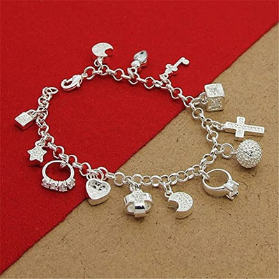 Armband 925 Sterling Silber Armband Mit Mehreren Anhängern Zirkon Armbänder Für Damen Party Charm Schmuck Geschenk