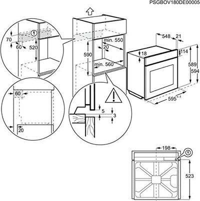 AEG BPS33102ZM Einbau-Backofen mit Pyrolytische Selbstreinigung / Grillfunktion / Display mit Uhr / Kindersicherung / Edelstahl