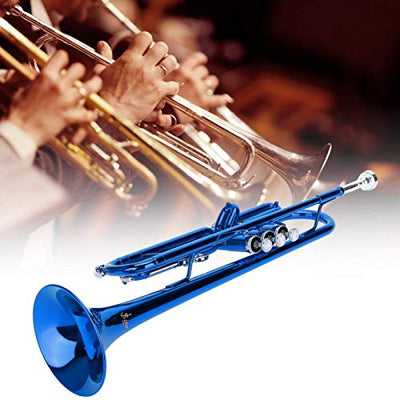 Blasinstrument, professionelle Trompete, abnehmbarer Hornmund Schönes Aussehen für Weihnachtsgeschenke Instrumentenliebhaber(blue)