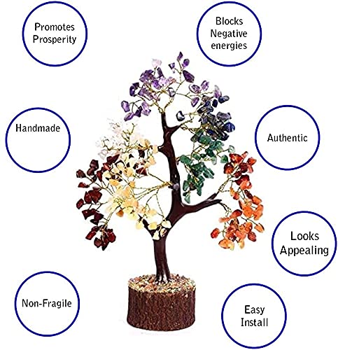 KACHVI-Kristallbaum | Heilung vom 7-Chakra-Kristallbaum für Reiki-Energie | Heilung durch Kristalle | Kristallbaum für Wohnzimmerdekoration | Kristallgeschenke | Baum des Lebens Geschenk | 300 Perlen