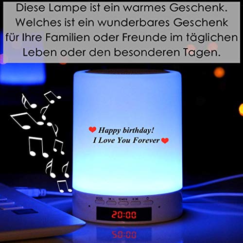 Benutzerdefiniertes Foto Nachttischlampe Stimmungslicht mit Bluetooth Lautsprecher, USB Wiederaufladbar Smart Touch Control Nachtlicht Musik Spielen Tischlampe für Schlafzimmer (Volle Farbe)