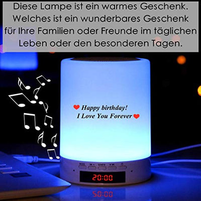 Benutzerdefiniertes Foto Nachttischlampe Stimmungslicht mit Bluetooth Lautsprecher, USB Wiederaufladbar Smart Touch Control Nachtlicht Musik Spielen Tischlampe für Schlafzimmer (Volle Farbe)