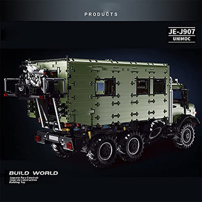 VSEG Technik Wohnwagen 6x6 Off-Road Truck, RAEL LE-J907, 6689 Teile Ferngesteuert Auto mit 9 Motor, Campingaufbau, Technic Riesigen Truck Modell Bausatz Kompatibel mit Lego Technik