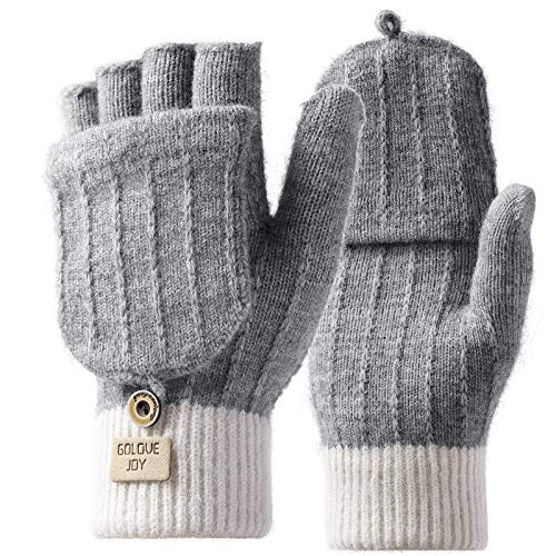 Homealexa Winterhandschuhe Touchscreen Handschuhe Strick Fingerhandschuhe Sport Warm und Winddicht Winterhandschuhe für Skifahren Radfahren und SMS, Geeinget für Damen und Herren (Fingerlos(grau))