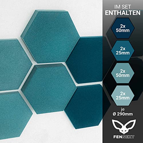 FENNEXT ® Velvet Schallabsorber Wand - Dekorative Hexagon Akustikpaneele für Gaming, YouTube Studio, Büro - 8x 3D Wandpaneele OCEAN SHADES